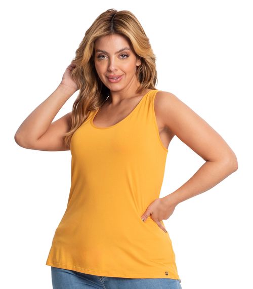 Regata Feminina Viscotorcion Plus Size Secret Glam Amarelo