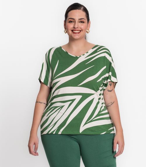 Blusa Feminina Plus Size Linhas Secret Glam Verde