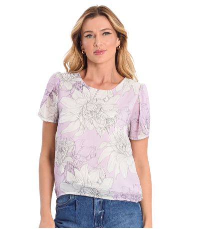 Blusa Feminina Flores Infinita Cor Roxo