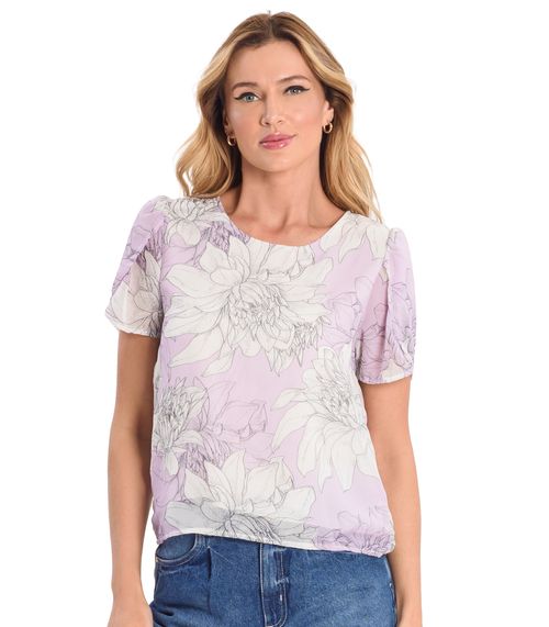 Blusa Feminina Flores Infinita Cor Roxo