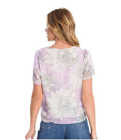 Blusa Feminina Flores Infinita Cor Roxo