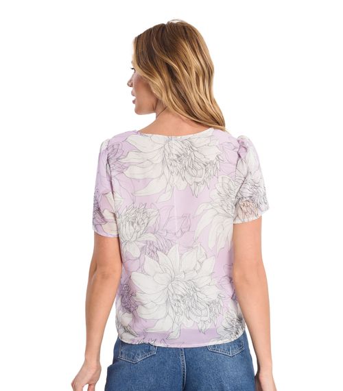Blusa Feminina Flores Infinita Cor Roxo