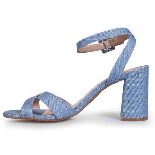 Sandália Salto Médio OSC Jeans Modern Azul Feminino