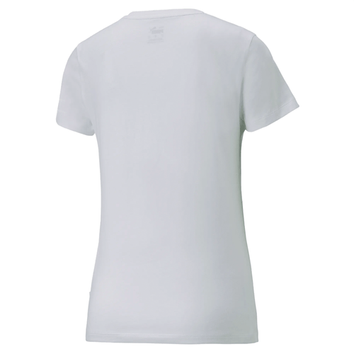 Camiseta Puma Essentials Plus Metallic Logo Branco e Dourado Feminino