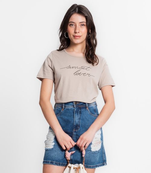 T- Shirt Feminina Estampada Select Bege