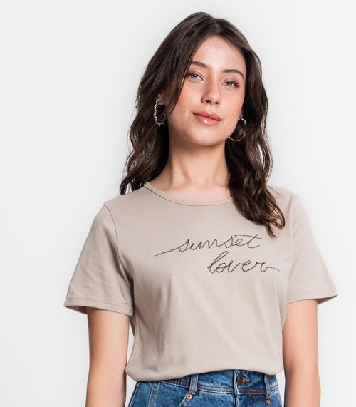 T- Shirt Feminina Estampada Select Bege