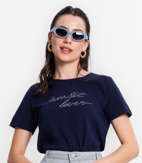 T- Shirt Feminina Estampada Select Azul