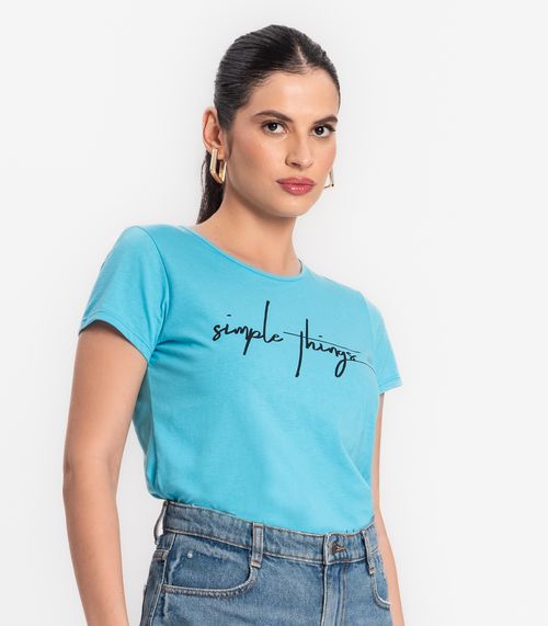 T-shirt Feminina Meia Malha Select Azul