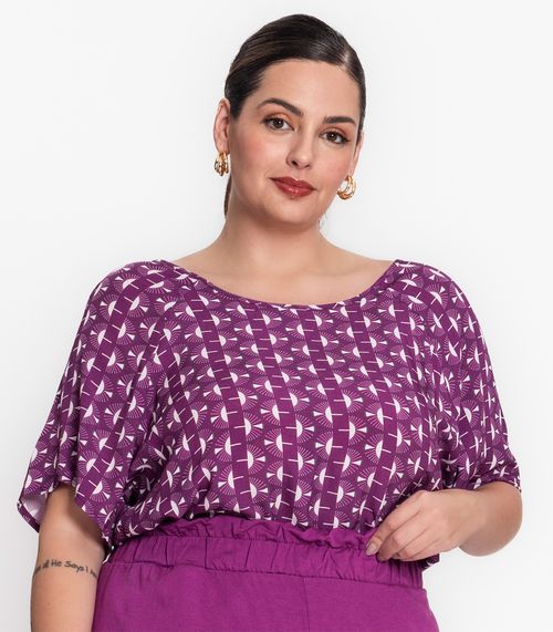 Blusa Plus Size Em Viscose Khyara Secret Glam Roxo