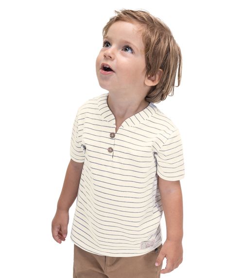 Camiseta Infantil Masculina Em Cotton Trick Nick Bege