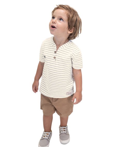 Camiseta Infantil Masculina Em Cotton Trick Nick Bege