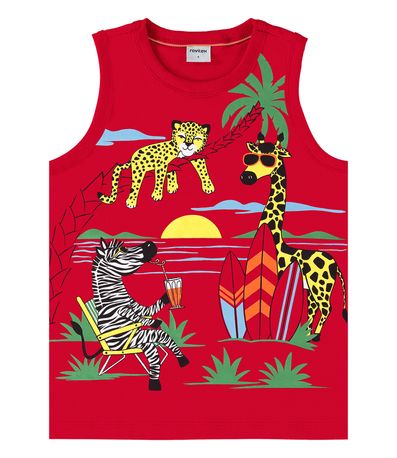 Regata Infantil Masculina Em Meia Malha Rovi Kids Vermelho