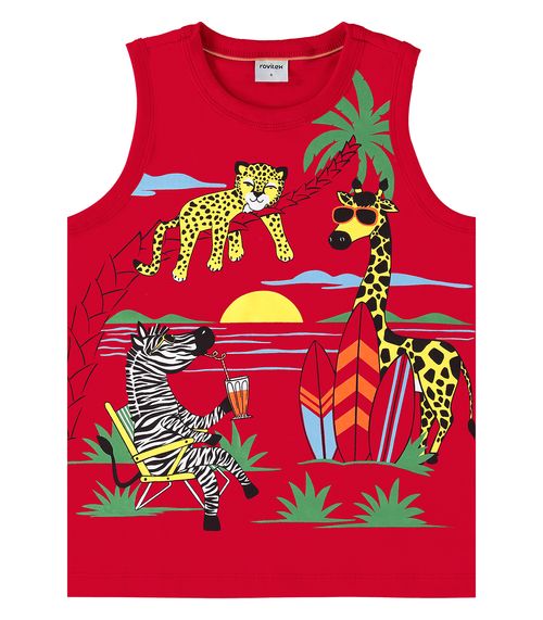 Regata Infantil Masculina Em Meia Malha Rovi Kids Vermelho