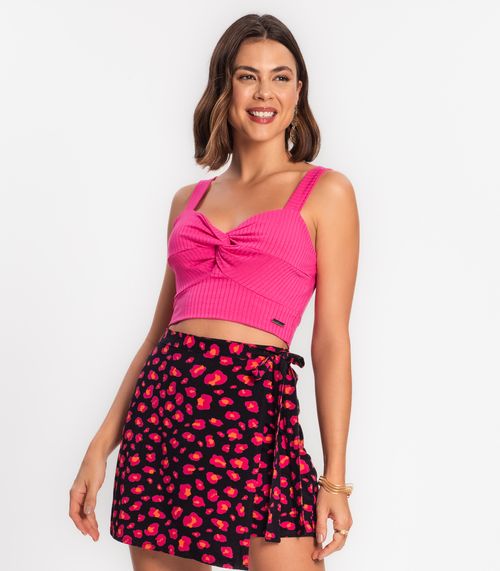 Top Feminino Em Ribana Canelada Rovitex Rosa
