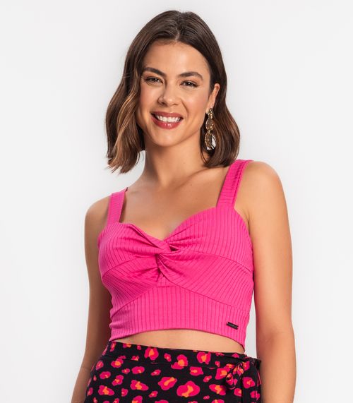 Top Feminino Em Ribana Canelada Rovitex Rosa