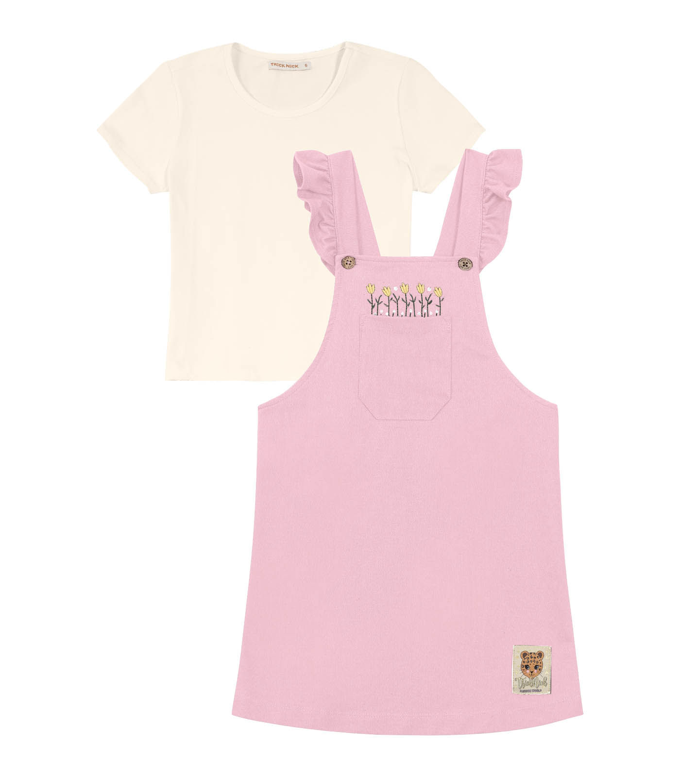 Conjunto Infantil Blusa Com Salopete Trick Nick Rosa