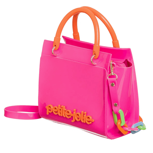 Bolsa Satchel Petite Jolie Chains Details Pink Feminino