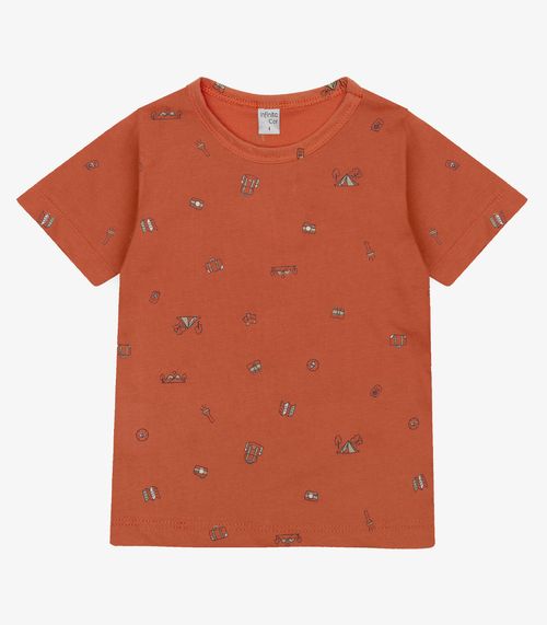 Camiseta Infantil Masculina Animais Infinita Cor Laranja