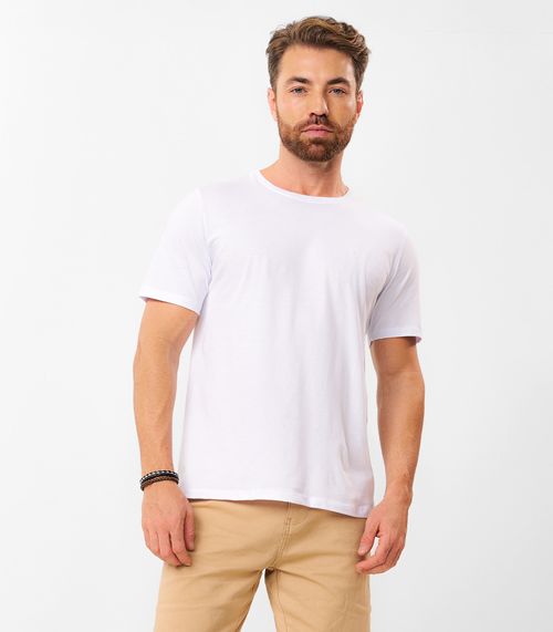 Camiseta Masculina Básica Meia Malha Diametro Branco
