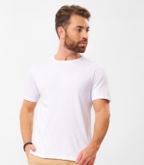 Camiseta Masculina Básica Meia Malha Diametro Branco