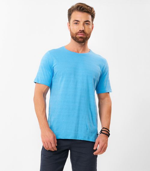 Camiseta Masculina Meia Malha Maquinetada Diametro Azul