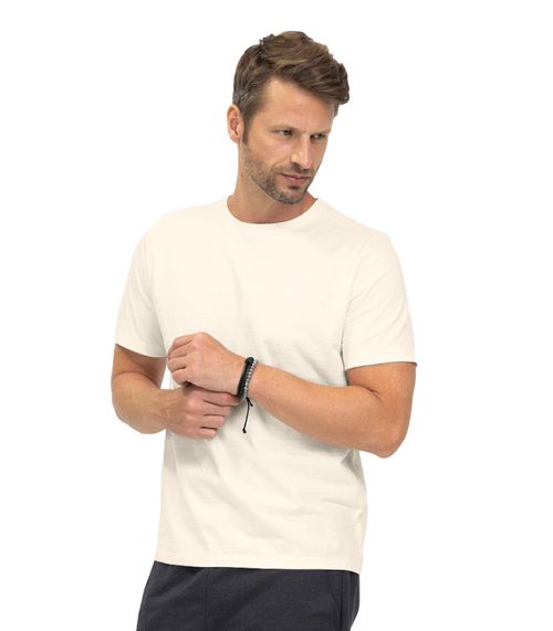Camiseta Masculina Meia Malha Maquinetada Diametro Bege