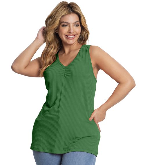 Blusa Feminina Plus Size Canelada Secret Glam Verde