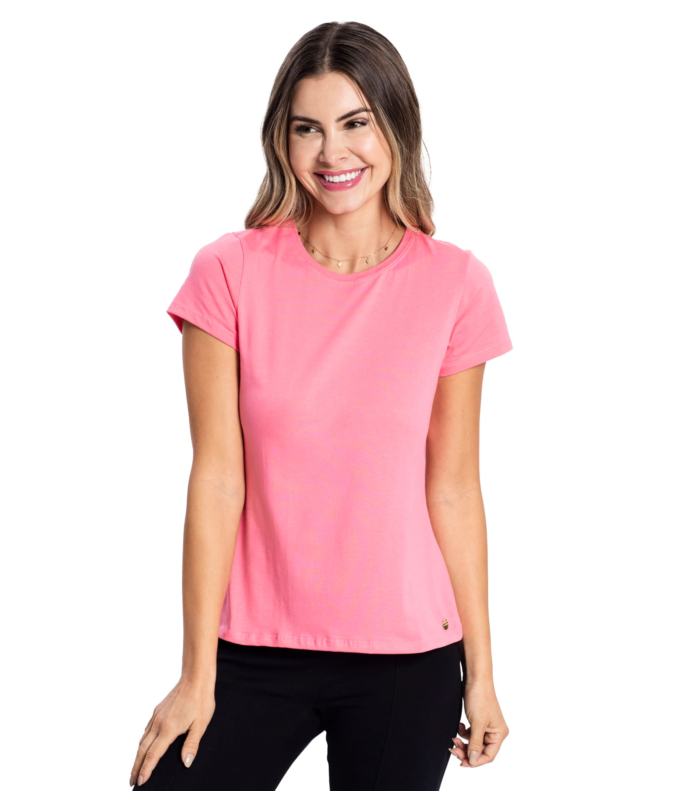 Blusa Feminina Cotton Leve Básica Rovitex Rosa Moda Feminina E