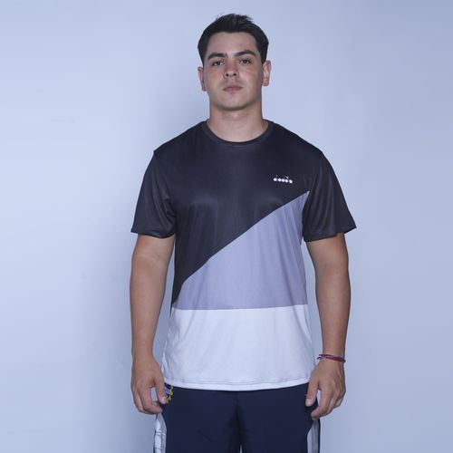Camiseta Esportiva Diadora Preto e Cinza Masculino