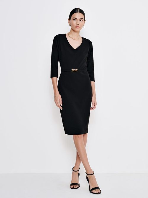 Vestido Tubinho Preto Manga 7/8 Radmila