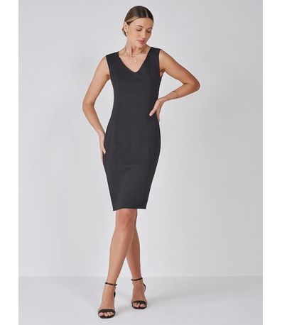 Vestido Tubinho Preto Decote V Sheila
