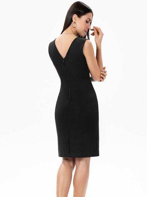 Vestido Tubinho Preto Decote V Sheila