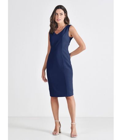 Vestido Tubinho Marinho de Alfaiataria Elba
