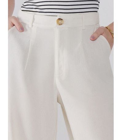 Calça Wide Leg Off White de Linho Yasmin