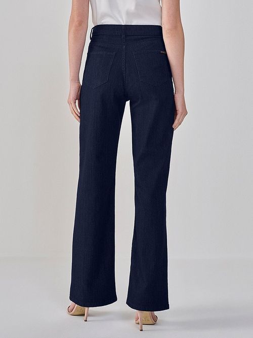 Calça Wide Leg Jeans com Nervura Damaris