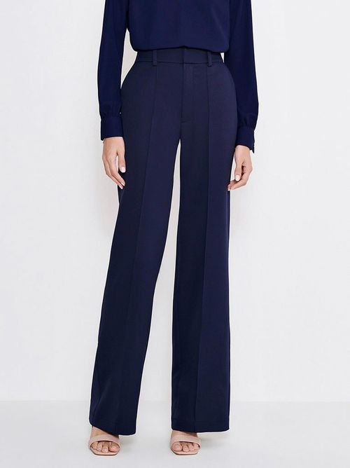 Calça Wide Leg de Alfaiataria com Nervura Cleonice
