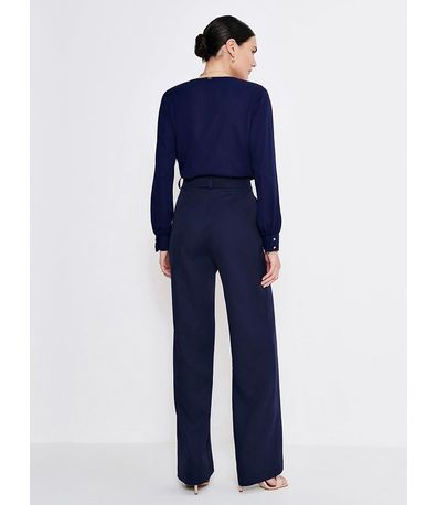 Calça Wide Leg de Alfaiataria com Nervura Cleonice