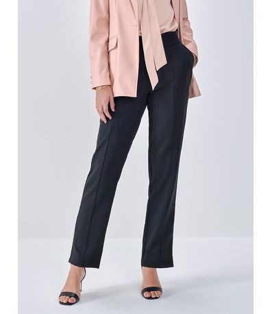 Calça Reta de Alfaiataria Preta Reese