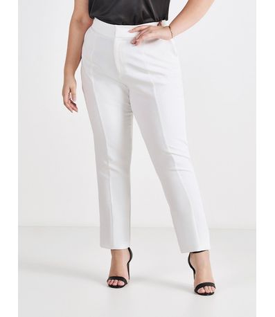 Calça Reta de Alfaiataria Off White Edna