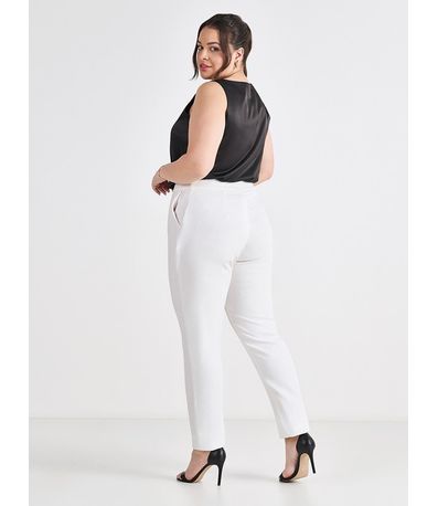 Calça Reta de Alfaiataria Off White Edna