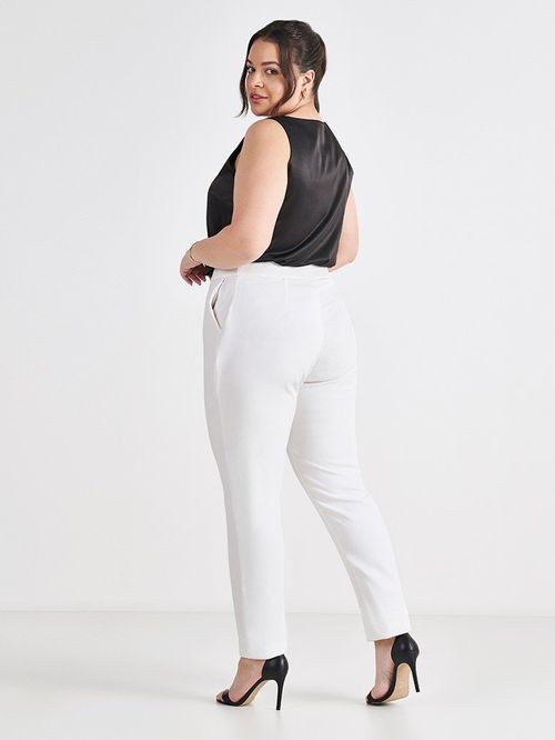 Calça Reta de Alfaiataria Off White Edna