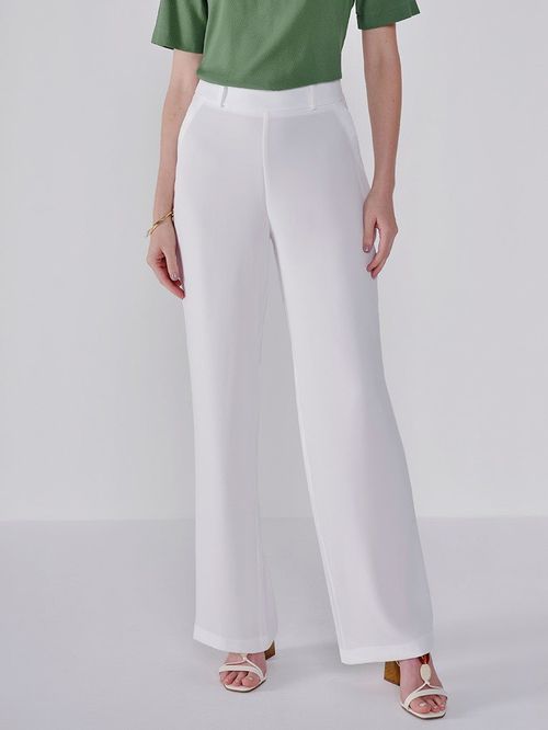 Calça Pantalona de Alfaiataria Off White Denise
