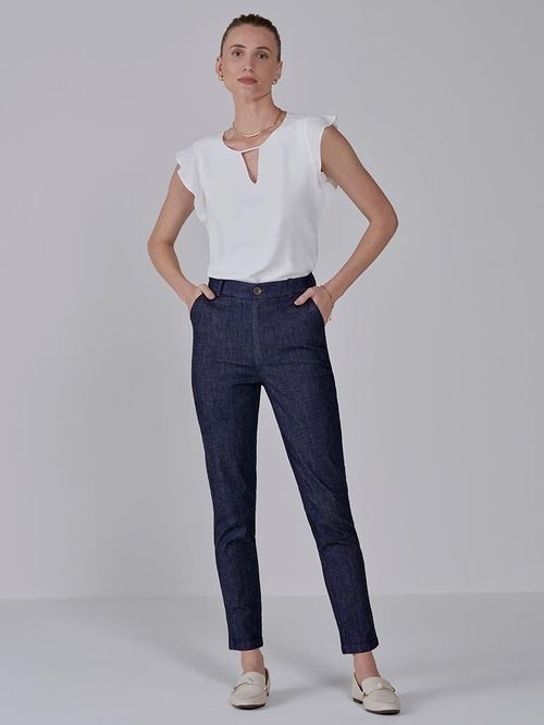 Calça Jeans Reta Azul Escuro Jamile