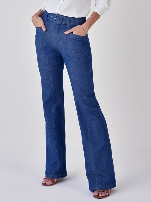Calça Jeans Flare com Cinto Eudora