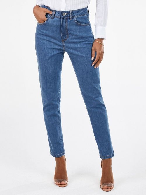 Calça Jeans Feminina Reta Cintura Média Sarita