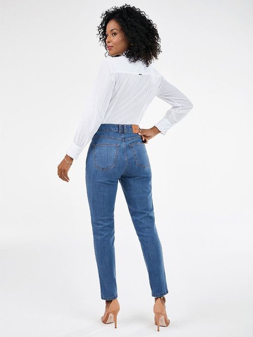 Calça Jeans Feminina Reta Cintura Média Sarita