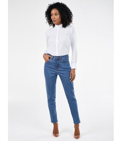 Calça Jeans Feminina Reta Cintura Média Sarita
