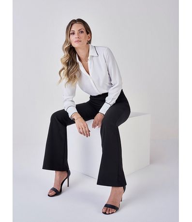 Calça Flare Social de Alfaiataria Preta Fabiola