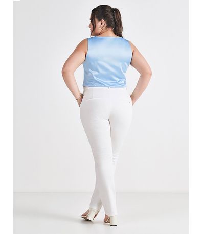 Calça de Alfaiataria Reta Off White Dinalva