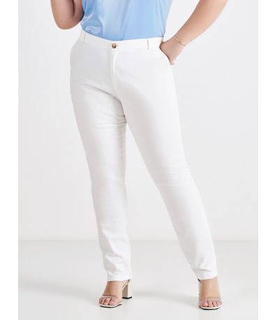 Calça de Alfaiataria Reta Off White Dinalva
